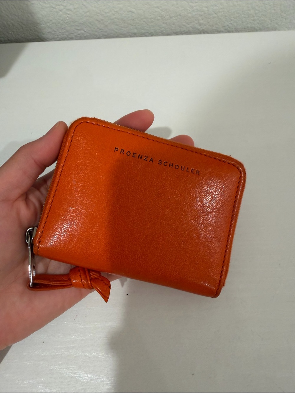Proenza Schouler Bright Orange Leather Zip Card Wallet